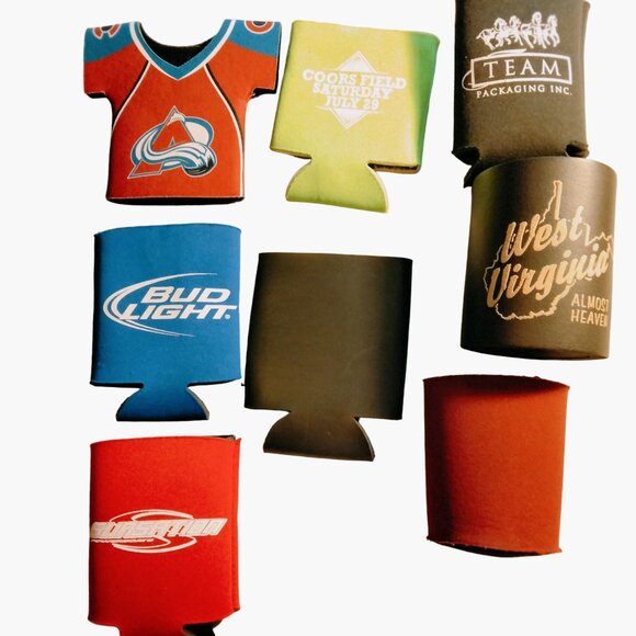 Can Coolers Koozie Soda Pop Beer Neoprene Mixed Colors Brands Lot 7 - Picture 1 of 2